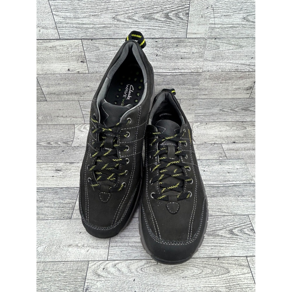 Clarks Wave Walk 61358 Women Sz 9M Black Leather Waterproof Walking Shoes Hiking